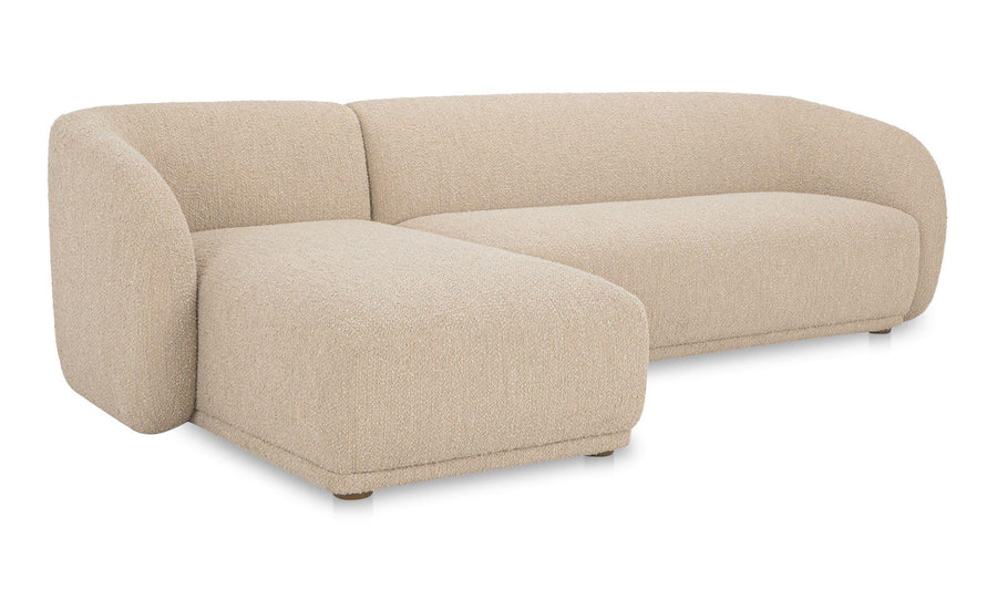 Faye Left Sectional Beige Boucle - SwayLiving