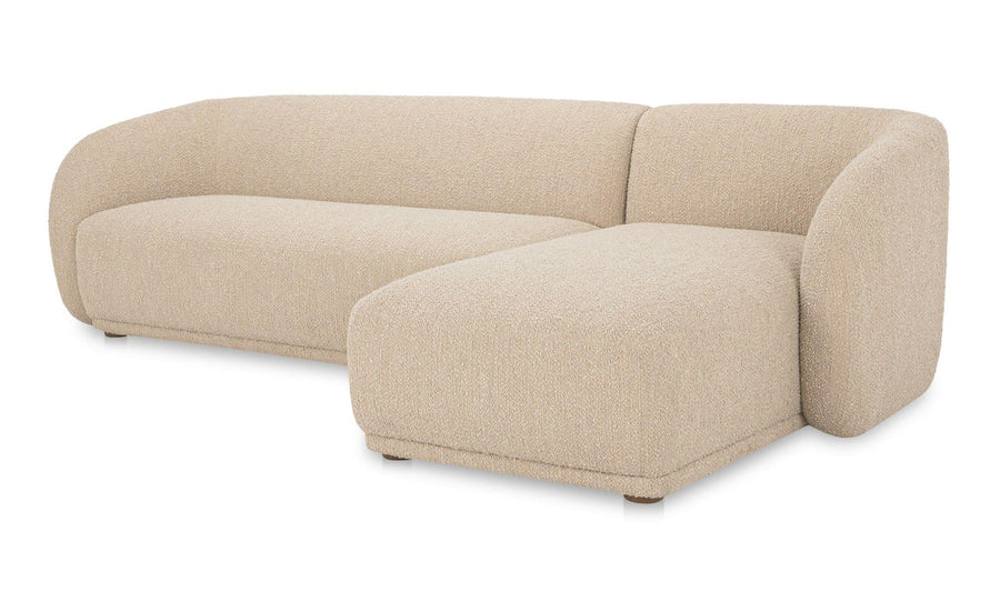 Faye Right Sectional Beige Boucle - SwayLiving