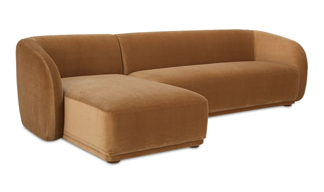 Faye Left Sectional Tan Faux Mohair - SwayLiving