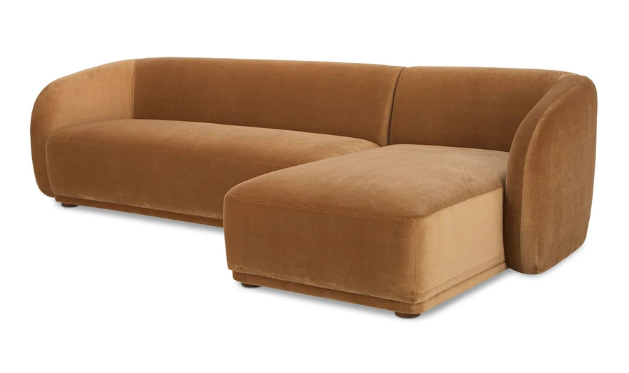Faye Right Sectional Tan Faux Mohair - SwayLiving