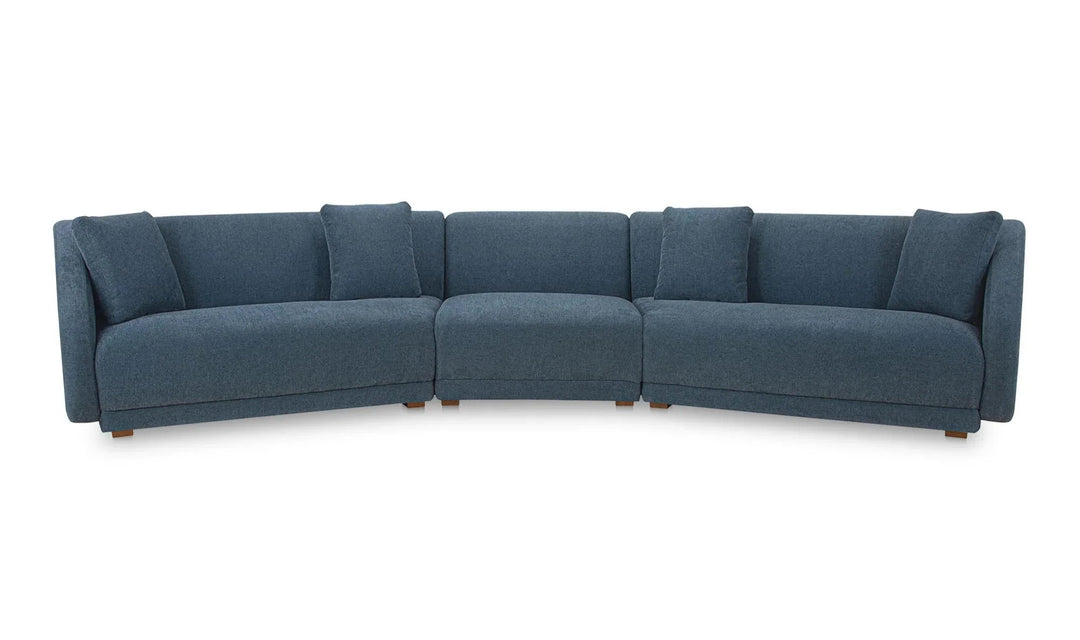 Fraser 3 Piece Modular Sectional with Slipper Deep Blue - SwayLiving