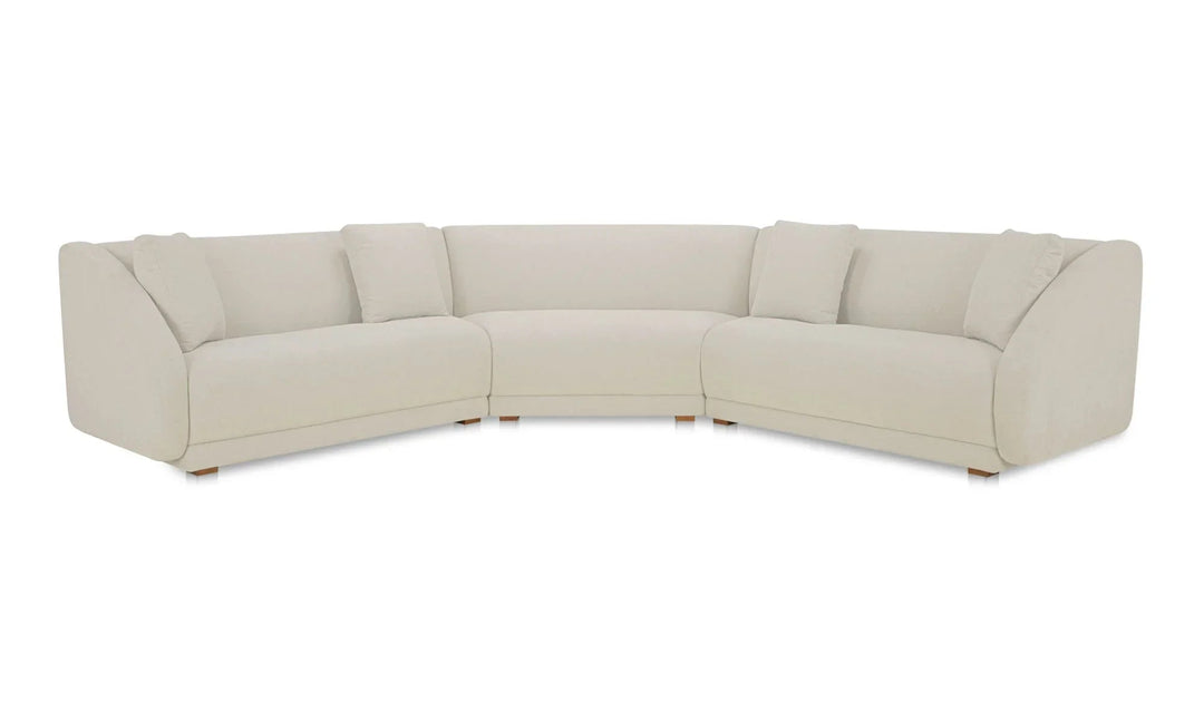 Fraser 3 Piece Modular Sectional with Wedge Slipper White - SwayLiving
