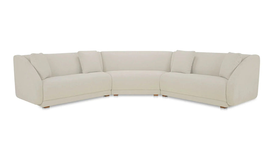 Fraser 3 Piece Modular Sectional with Wedge Slipper White - SwayLiving
