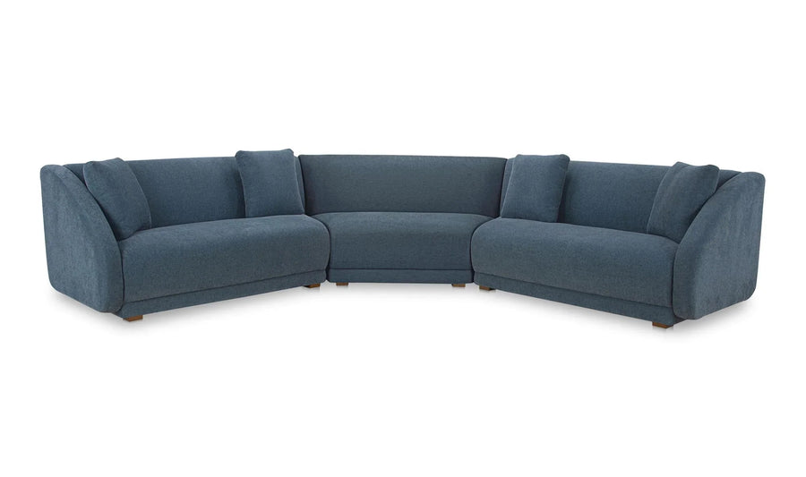 Fraser 3 Piece Modular Sectional with Wedge Slipper Deep Blue - SwayLiving