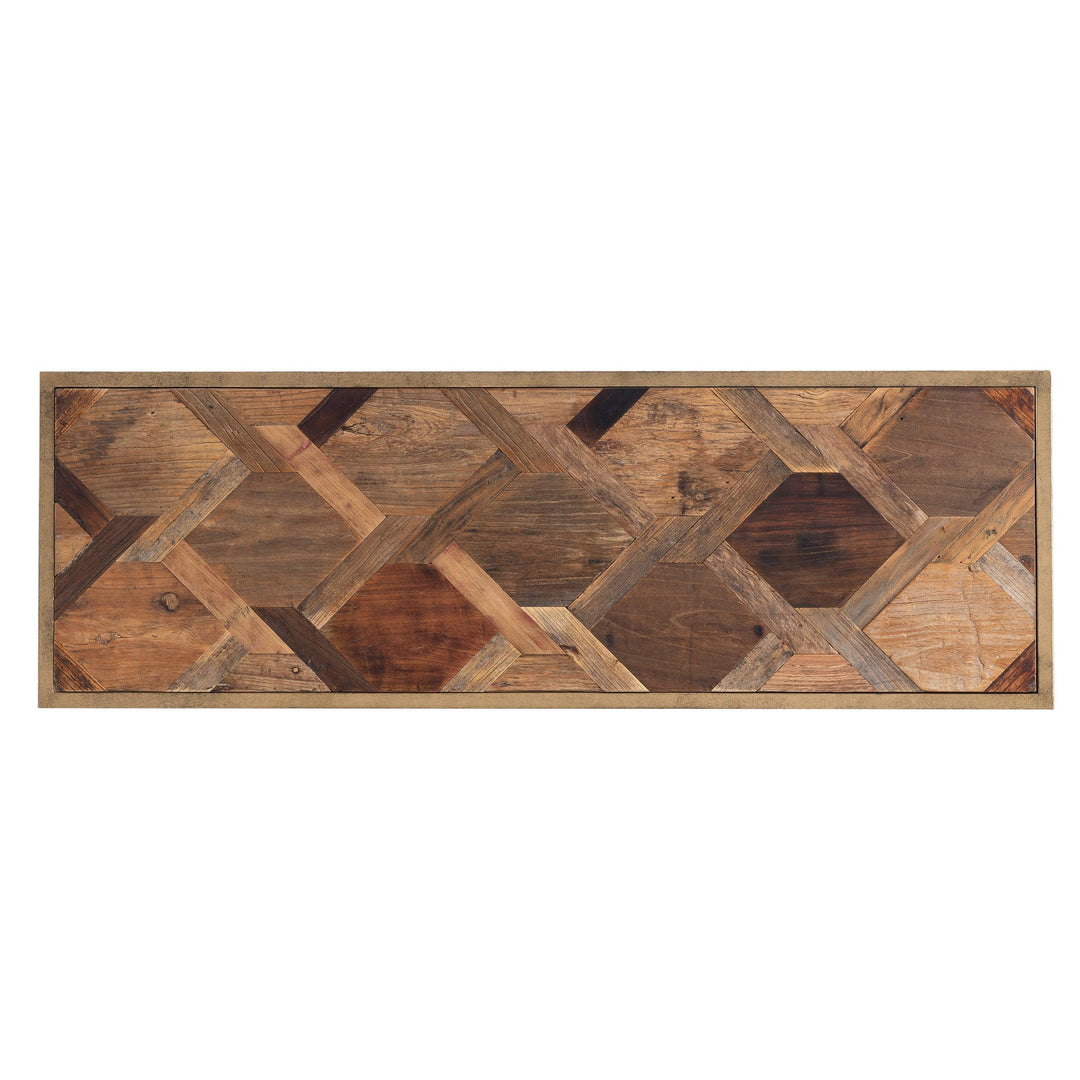 SwayLiving Dorville Reclaimed Wood Patchwork Console Table CONSOLE TABLES