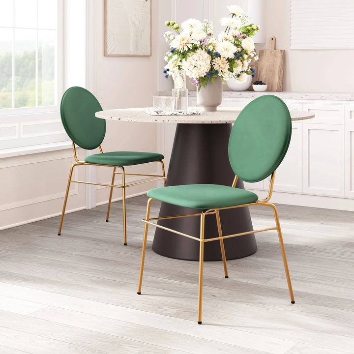 SwayLiving Odessa Dining Chair (Set of 2) Green & Gold DINING CHAIRS