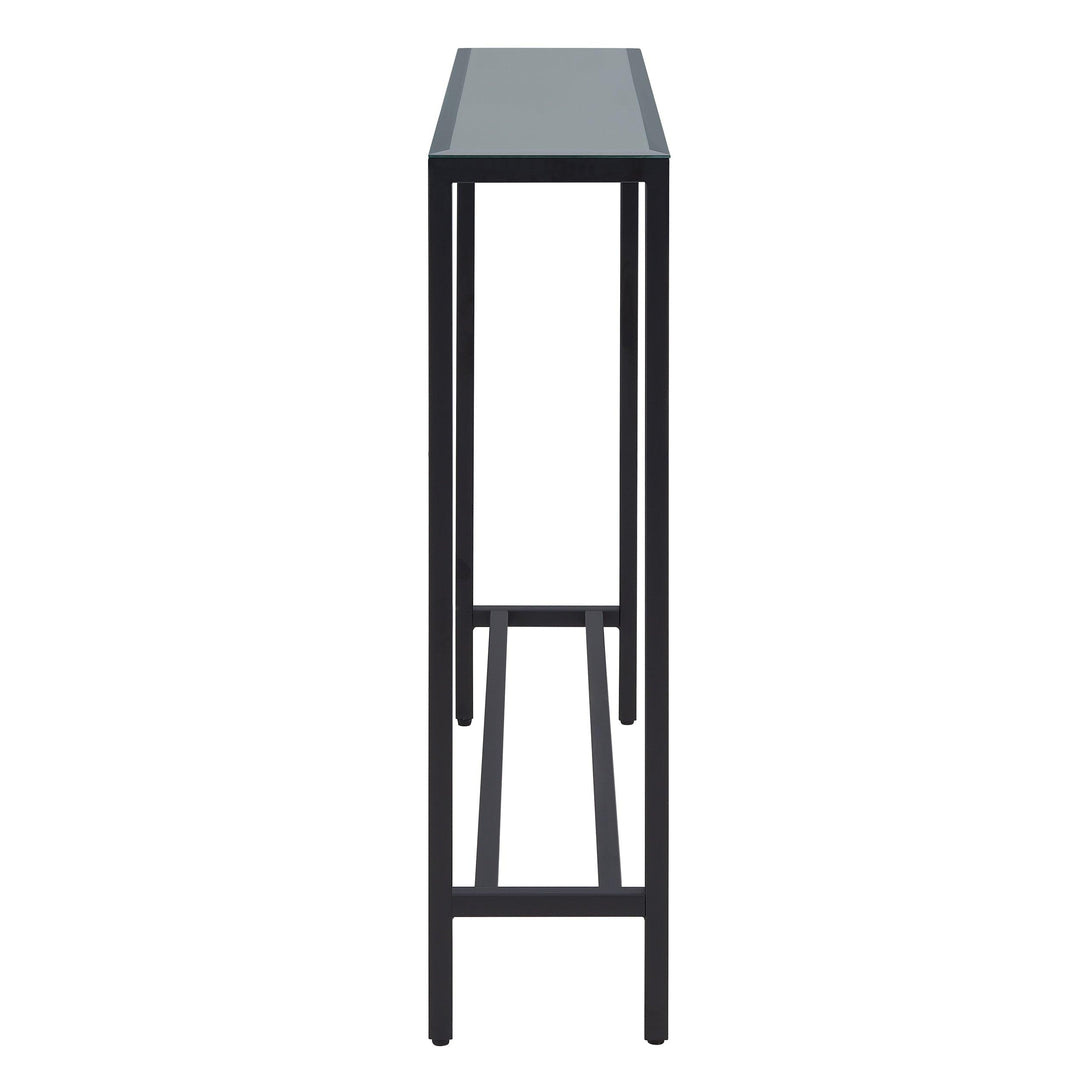 SwayLiving Darrin Narrow Long Console Table w/ Mirrored Top – Black CONSOLE TABLES