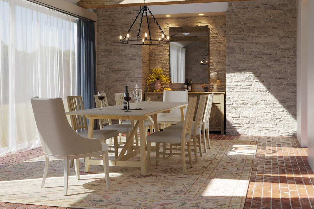SwayLiving Timeless Sidereal French Laundry Dining Table 125" in Stripped Oak DINING TABLES