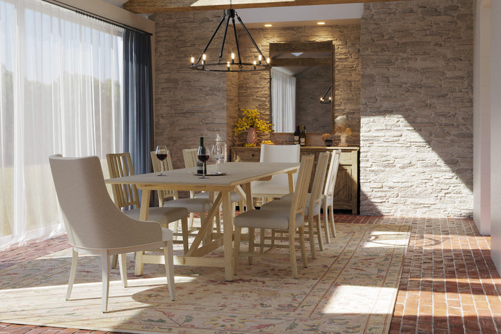SwayLiving Timeless Sidereal French Laundry Dining Table 125" in Stripped Oak DINING TABLES
