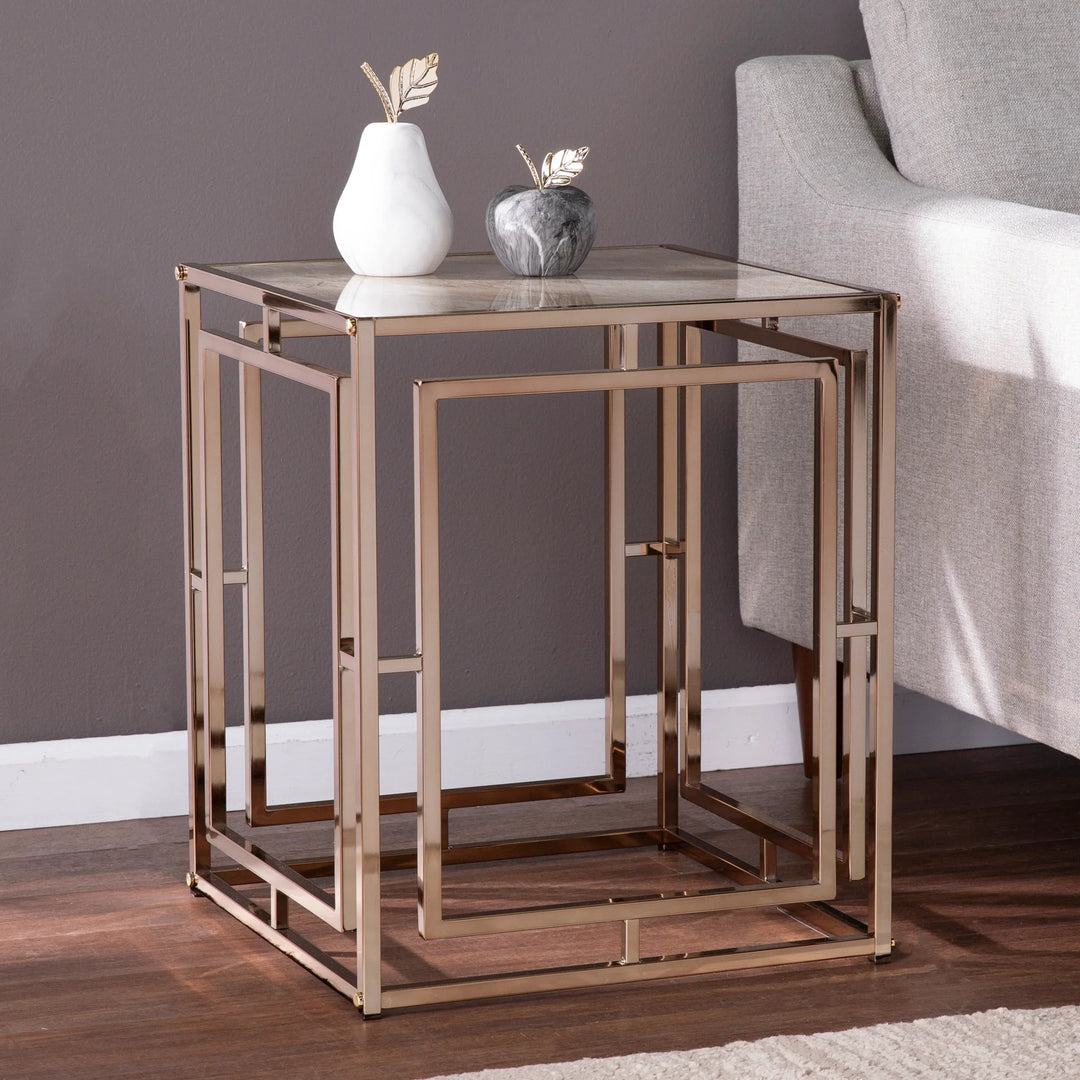 SwayLiving Simondley Faux Marble End Table ACCENT TABLES