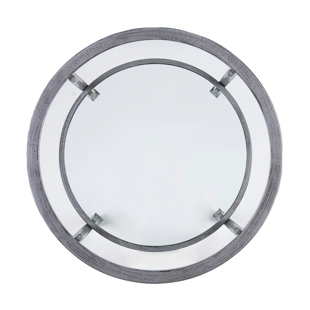 SwayLiving Jaymes Metal/Glass Round End Table - Silver ACCENT TABLES