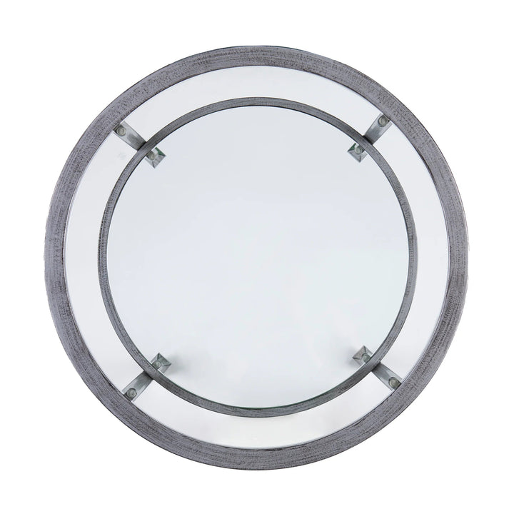 SwayLiving Jaymes Metal/Glass Round End Table - Silver ACCENT TABLES