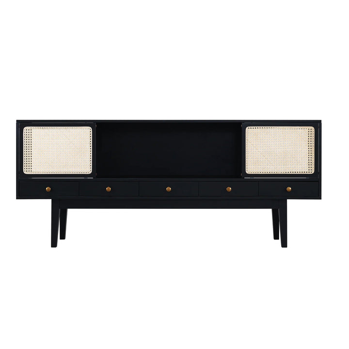 SwayLiving Holly & Martin Simms Midcentury Modern Media Console - Black MEDIA + TV STANDS