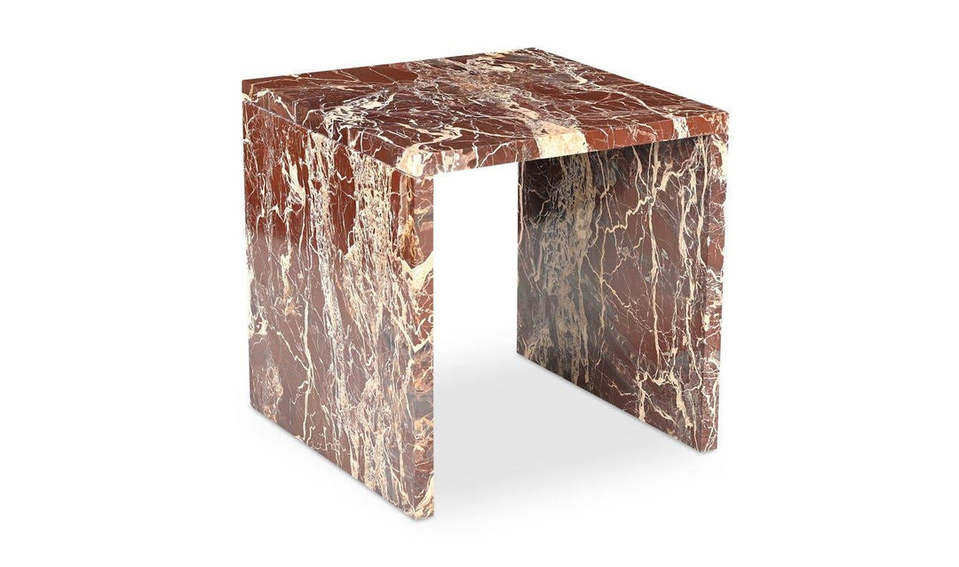 Rosa Accent Table Rosso Levanto Marble - SwayLiving