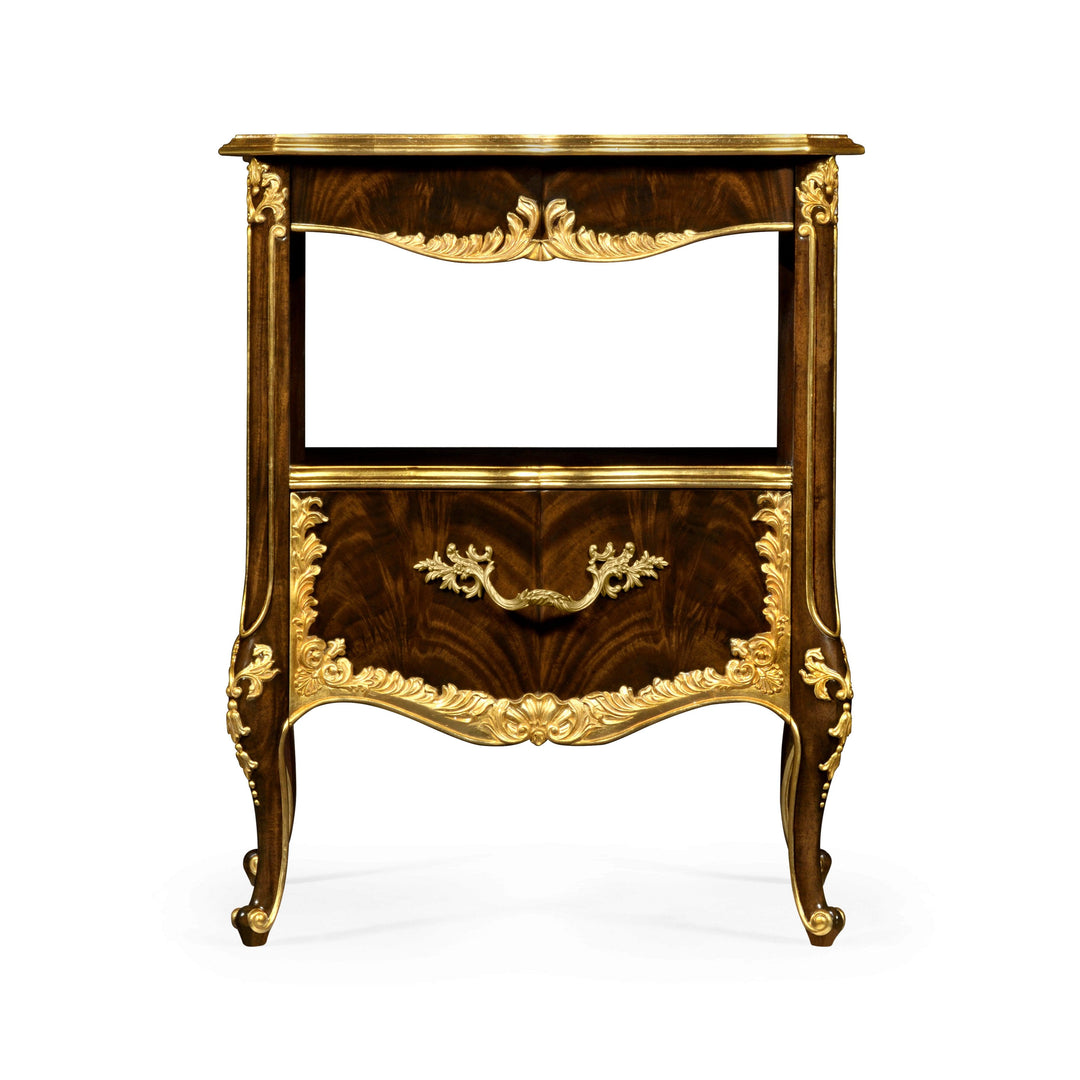 SwayLiving Mahogany & Gilded Nightstand NIGHTSTANDS