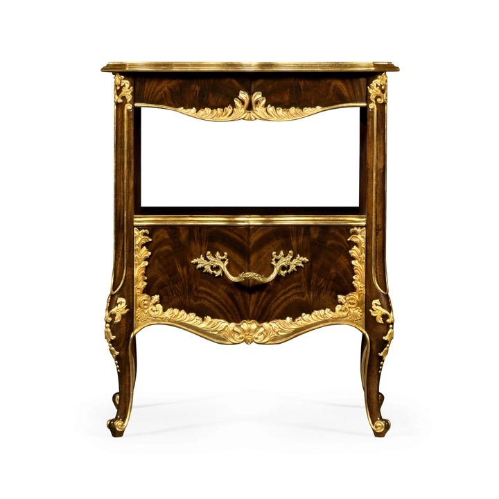SwayLiving Mahogany & Gilded Nightstand NIGHTSTANDS