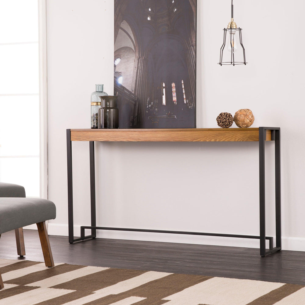 SwayLiving Holly & Martin Macen Console - Weathered Gray Oak w/ Black CONSOLE TABLES