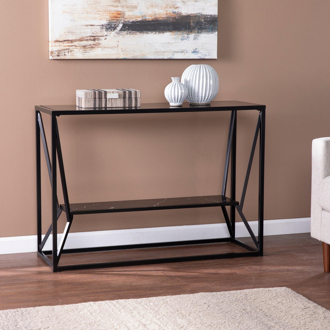 SwayLiving Argall Long Glass-Top Console Table CONSOLE TABLES