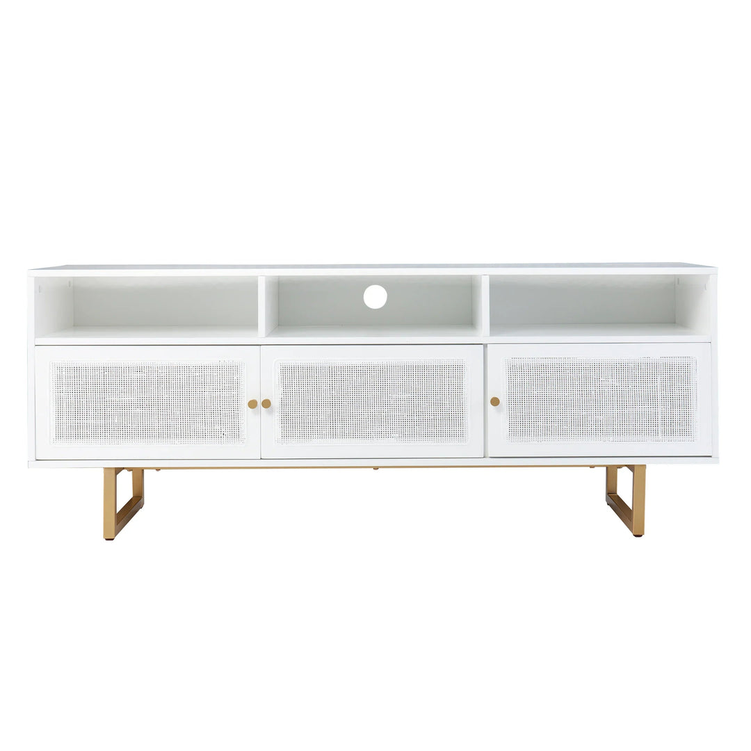 SwayLiving Mursley Media Cabinet w/ Storage - White MEDIA + TV STANDS