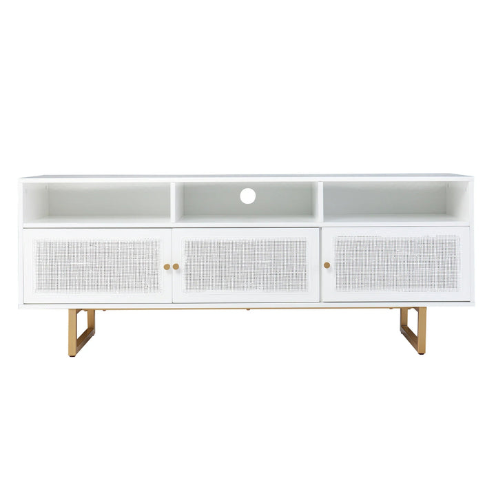 SwayLiving Mursley Media Cabinet w/ Storage - White MEDIA + TV STANDS