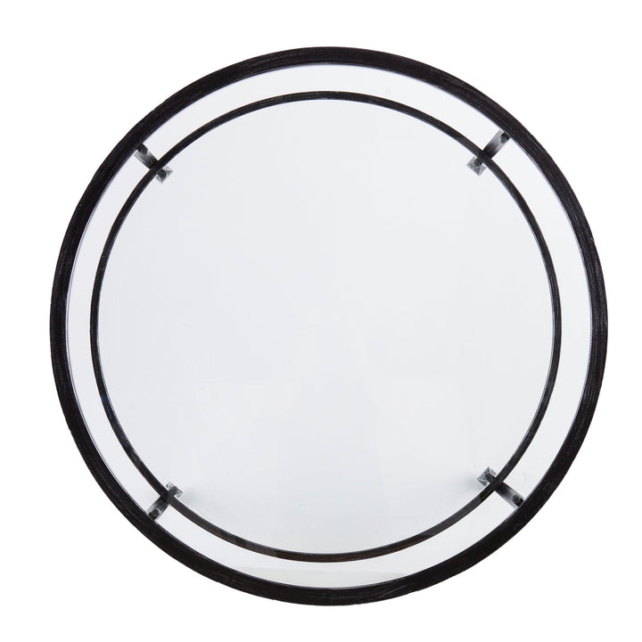 SwayLiving Jaymes Metal/Glass Round Cocktail Table - Black COFFEE TABLES
