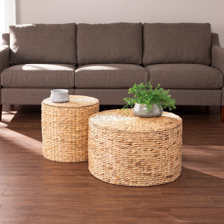 SwayLiving Satalia Round Water Hyacinth Storage Tables – 2pc Set ACCENT TABLES