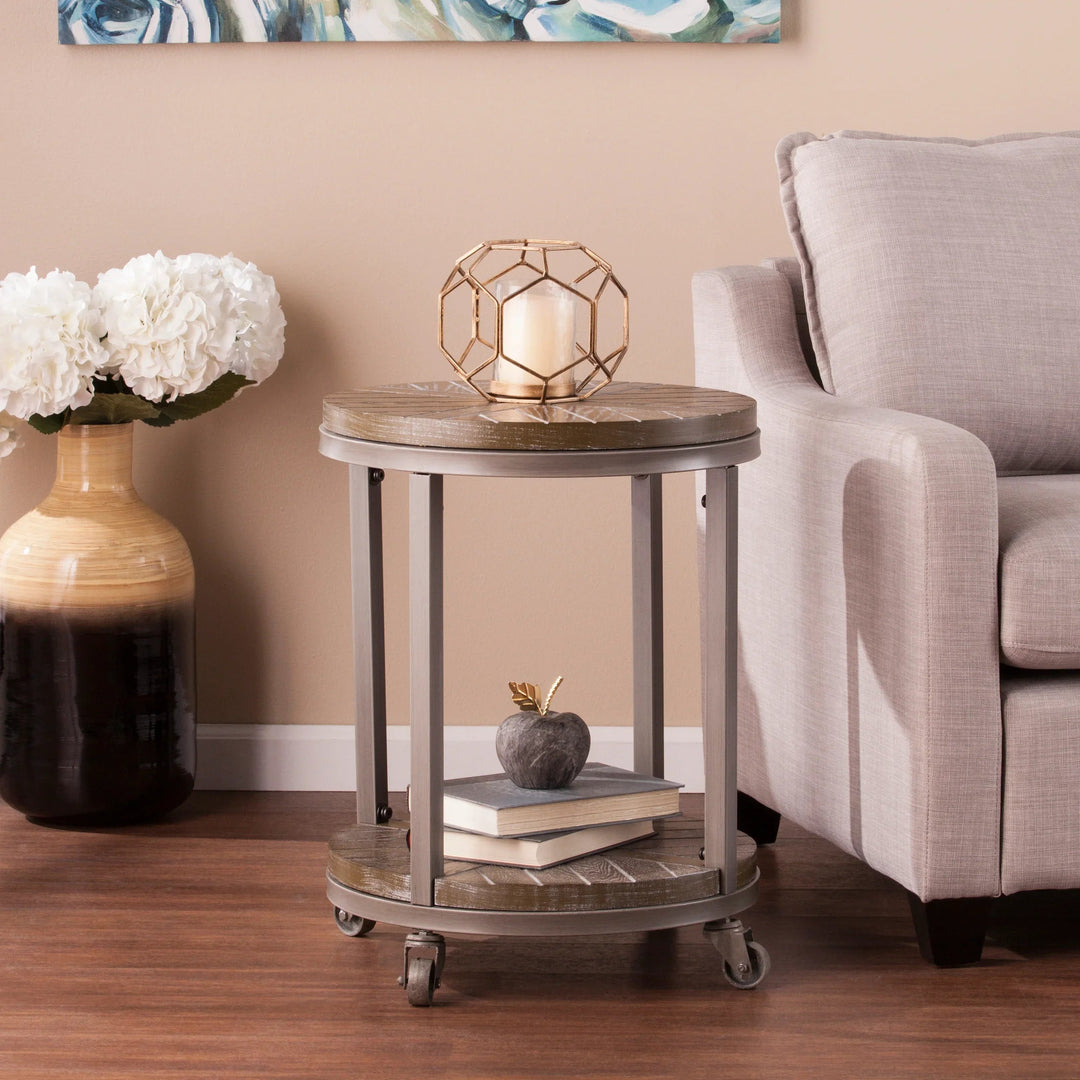 SwayLiving Konya Urban Industrial Round End Table ACCENT TABLES