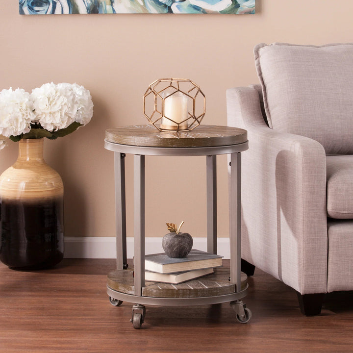 SwayLiving Konya Urban Industrial Round End Table ACCENT TABLES