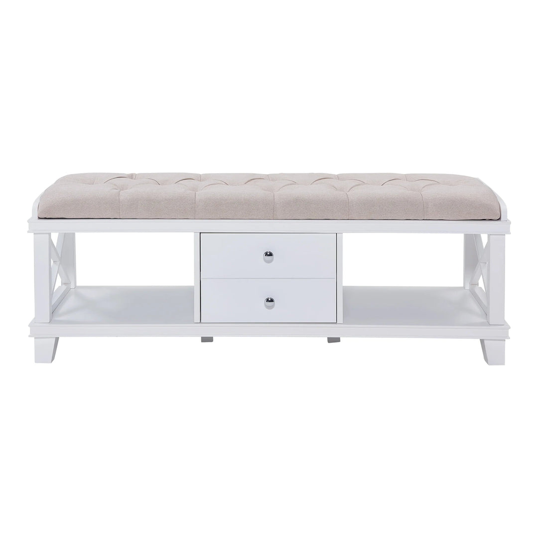 SwayLiving Wyndcliff White Upholstered Storage Bench BENCHES