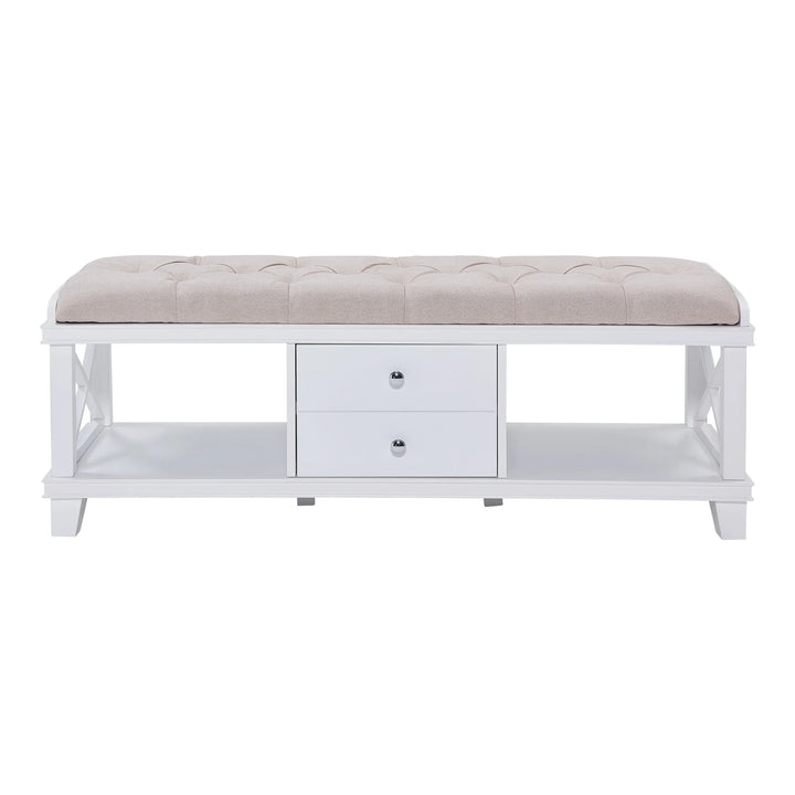 SwayLiving Wyndcliff White Upholstered Storage Bench BENCHES