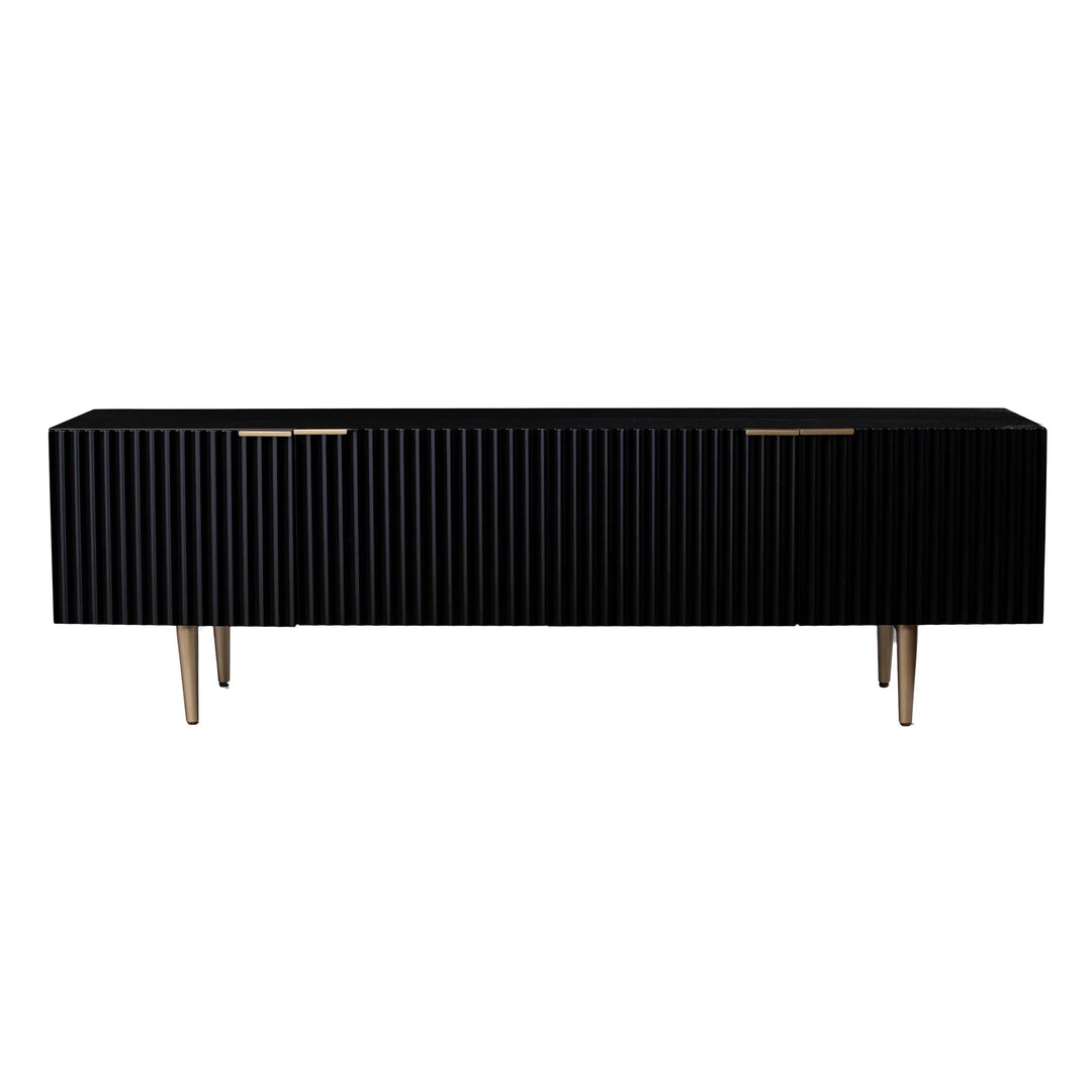 SwayLiving Pilston 4-Door Media Console - Black MEDIA + TV STANDS