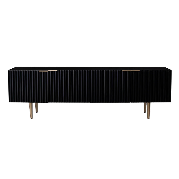 SwayLiving Pilston 4-Door Media Console - Black MEDIA + TV STANDS