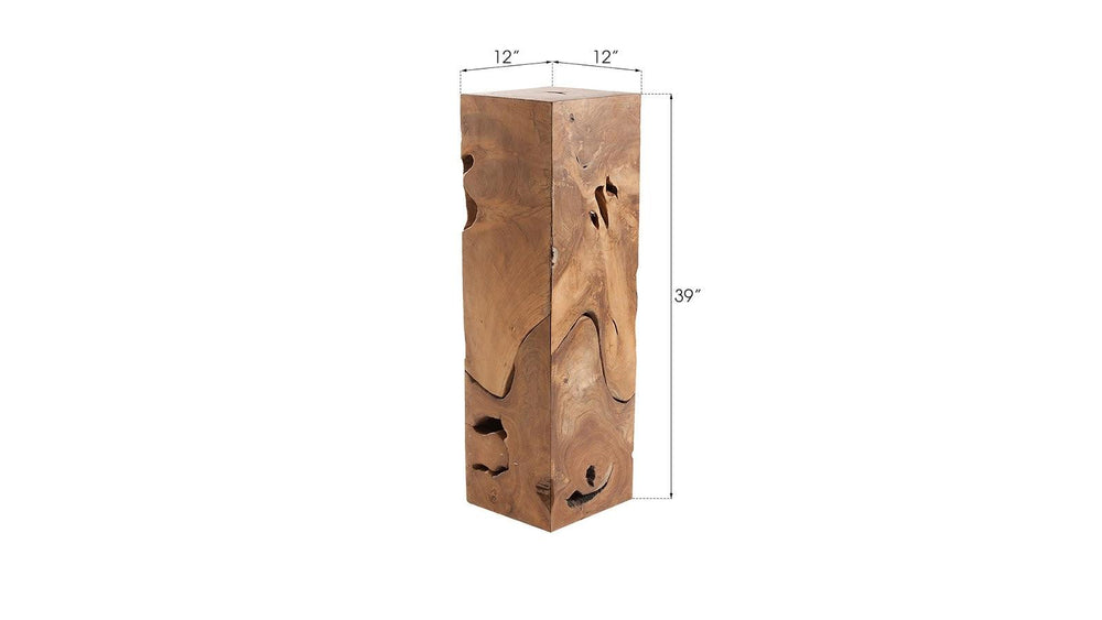 SwayLiving Teak Slice Pedestal, Square, LG ACCENT TABLES