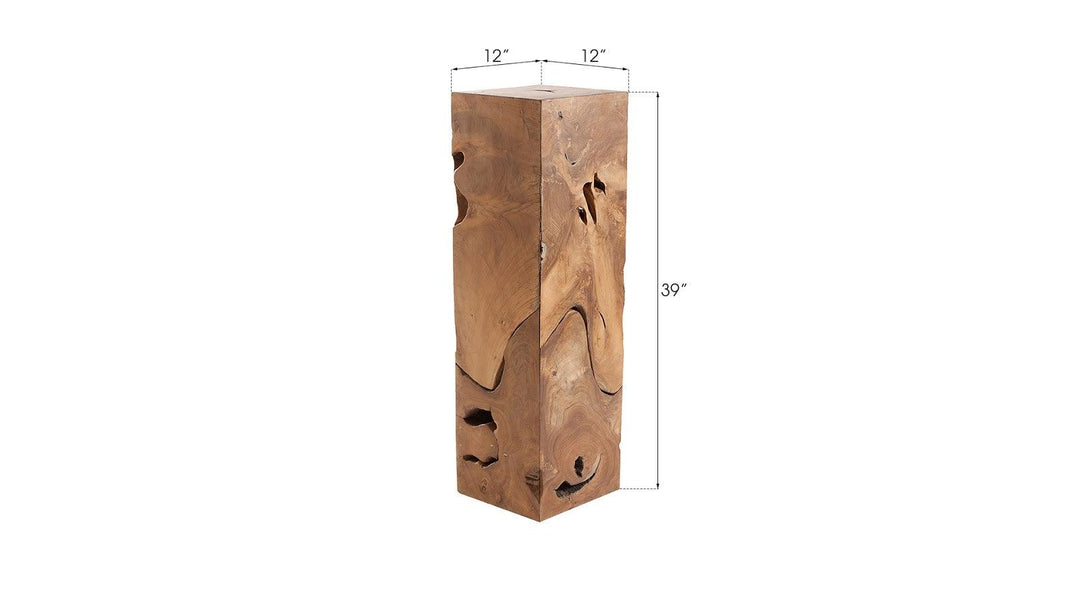 SwayLiving Teak Slice Pedestal, Square, LG ACCENT TABLES