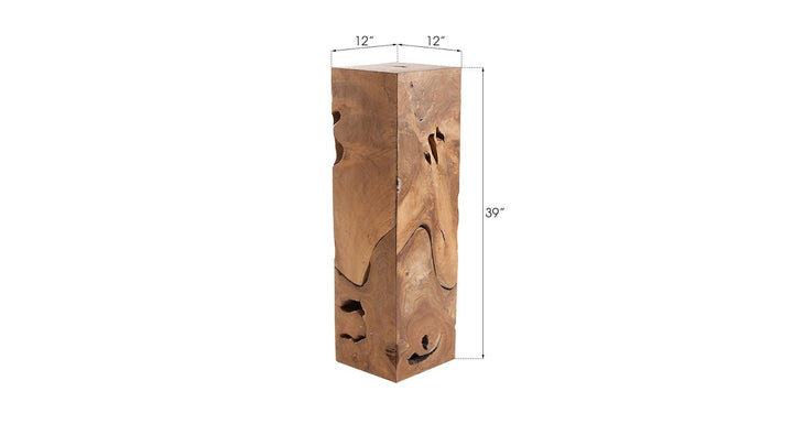 SwayLiving Teak Slice Pedestal, Square, LG ACCENT TABLES