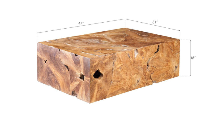 SwayLiving Teak Slice Coffee Table, Rectangle COFFEE TABLES
