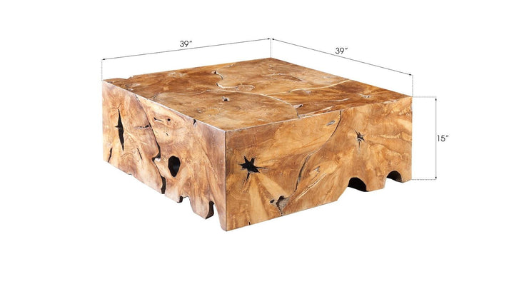 SwayLiving Teak Slice Coffee Table, Square COFFEE TABLES