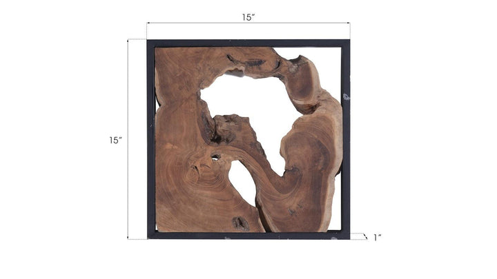SwayLiving Framed Slice Wall Tile, Teak Wood, Black Frame WALL ACCENTS