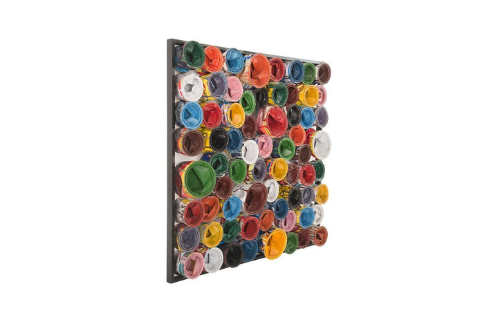 SwayLiving Paint Can Wall Art, Square, Assorted Colors, LG WALL ART
