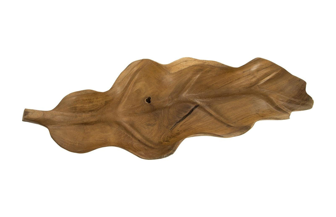 SwayLiving Carved Leaf Sculpture on Stand, Mahogany DECORATIVE OBJECTS