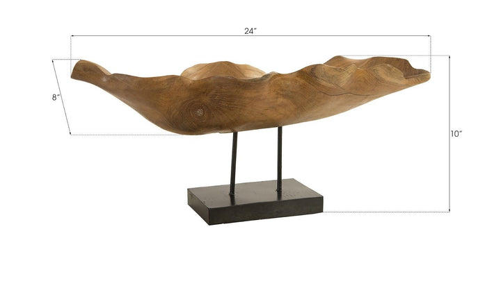 SwayLiving Carved Leaf Sculpture on Stand, Mahogany DECORATIVE OBJECTS