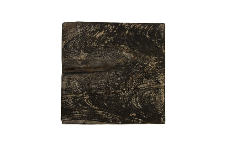 SwayLiving Black Wash Stool, Square OTTOMANS, POUFS, + STOOLS