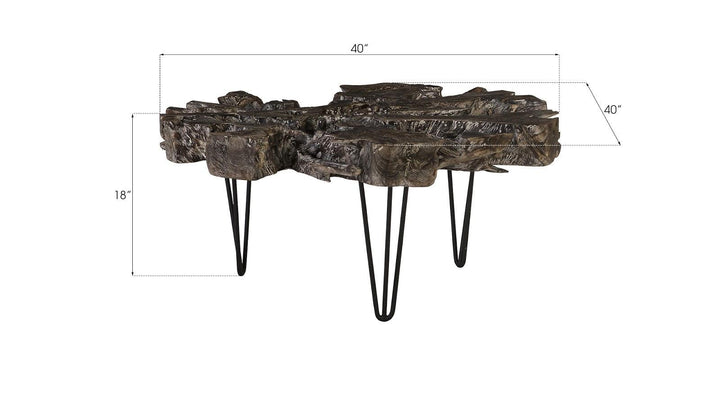 SwayLiving Round Top Coffee Table, Black Wash Finish COFFEE TABLES