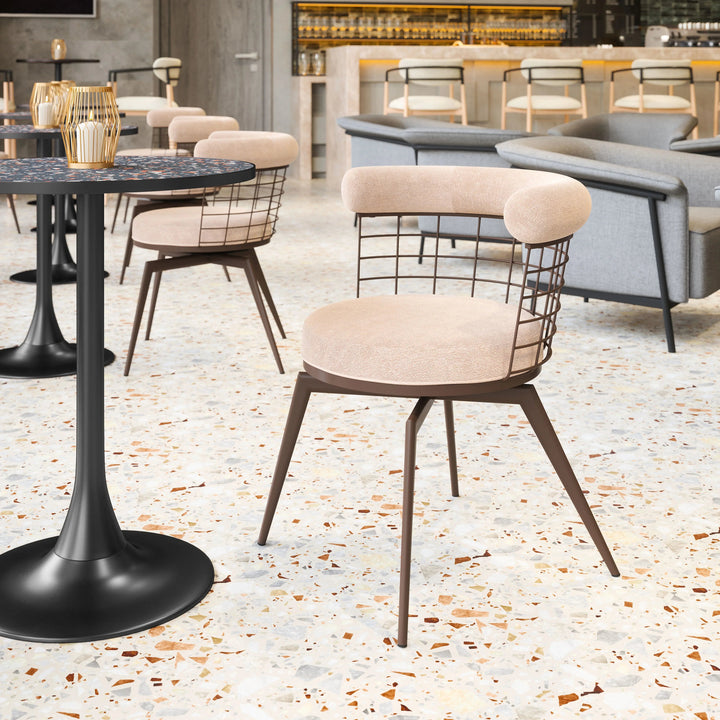 SwayLiving Saku Swivel Dining Chair Beige & Brown - Set of 2 DINING CHAIRS