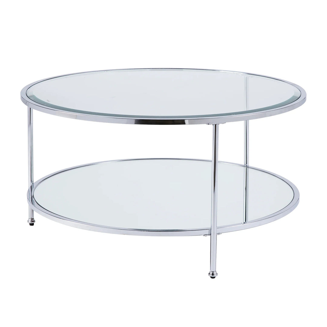 SwayLiving Risa Round Coffee Table w/ Storage - Chrome COFFEE TABLES