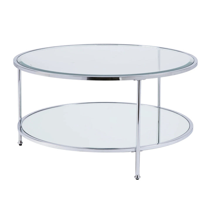 SwayLiving Risa Round Coffee Table w/ Storage - Chrome COFFEE TABLES