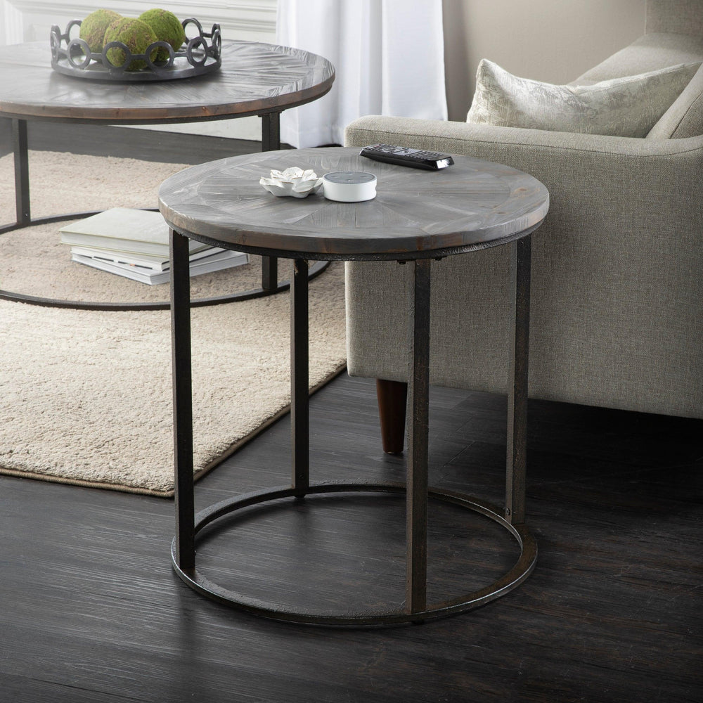 SwayLiving Landsmill Round Industrial End Table ACCENT TABLES