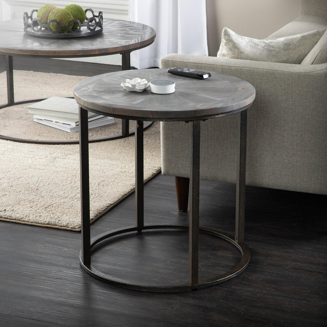 SwayLiving Landsmill Round Industrial End Table ACCENT TABLES