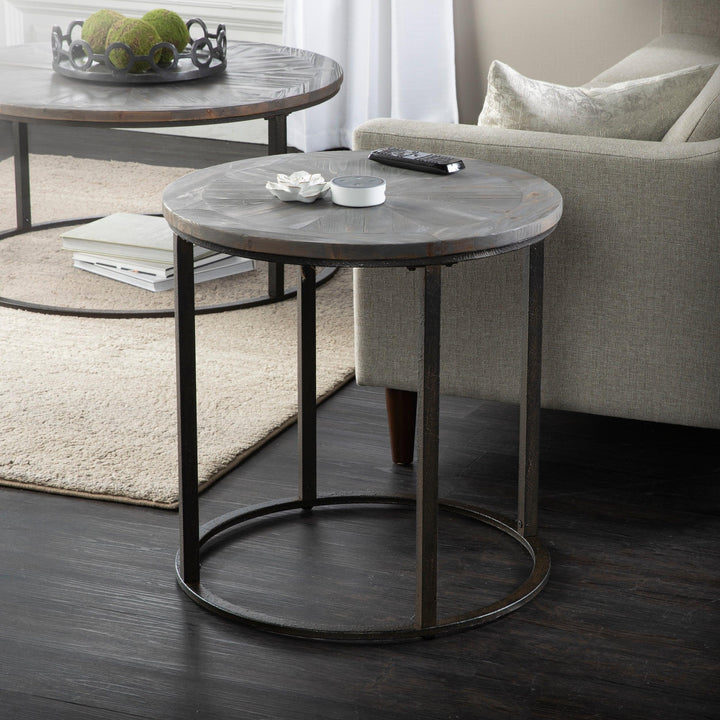 SwayLiving Landsmill Round Industrial End Table ACCENT TABLES