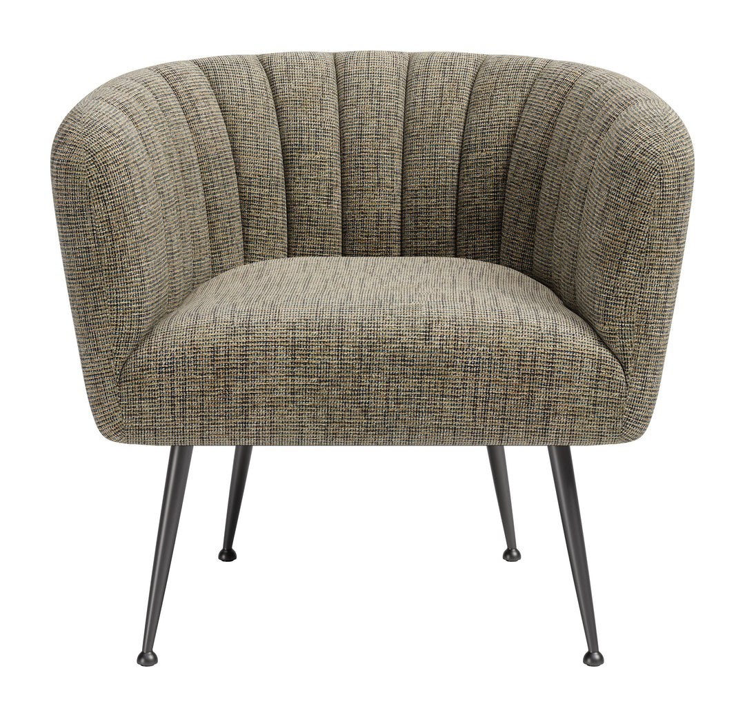 Deco Accent Chair Green Tweed